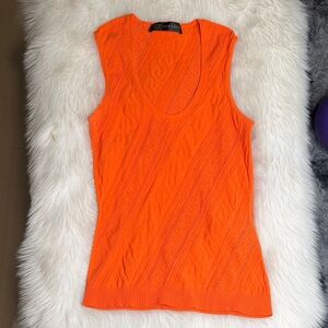 Versace Vibrant Orange Sheer-ish Tank Top M/L-42